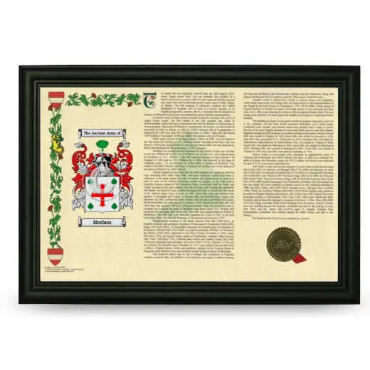 Haslam Armorial Landscape Framed - Black