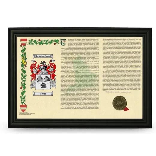 Heylin Armorial Landscape Framed - Black