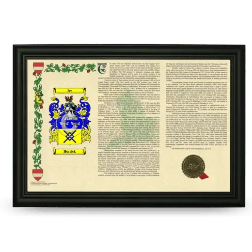 Horrick Armorial Landscape Framed - Black
