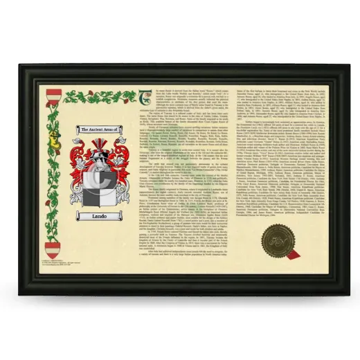 Lando Armorial Landscape Framed - Black