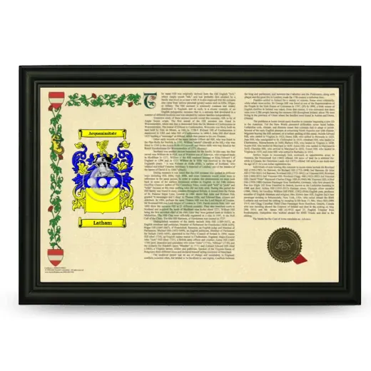 Latham Armorial Landscape Framed - Black