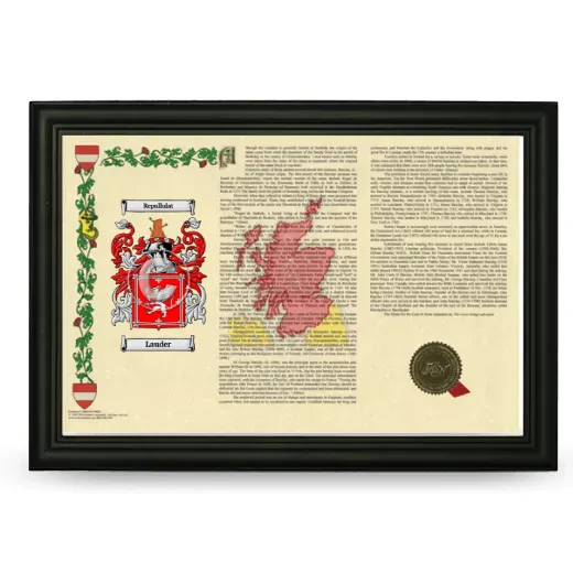 Lauder Armorial Landscape Framed - Black