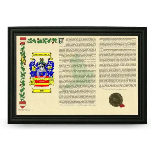Lax Armorial Landscape Framed - Black