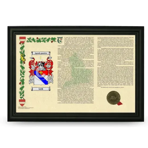 Leek Armorial Landscape Framed - Black
