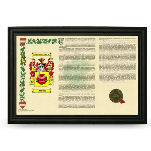 Lehman Armorial Landscape Framed - Black
