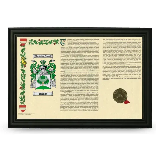 Lehman Armorial Landscape Framed - Black