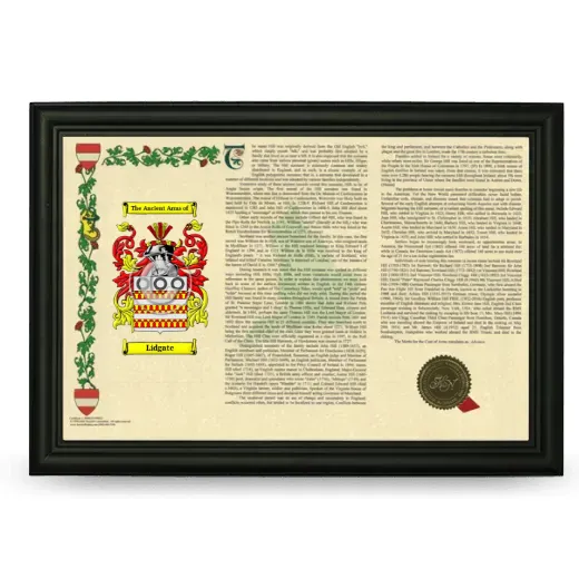 Lidgate Armorial Landscape Framed - Black