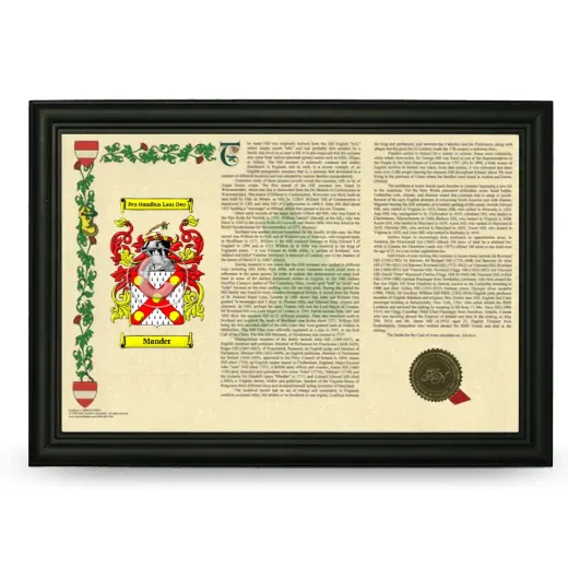 Mander Armorial Landscape Framed - Black