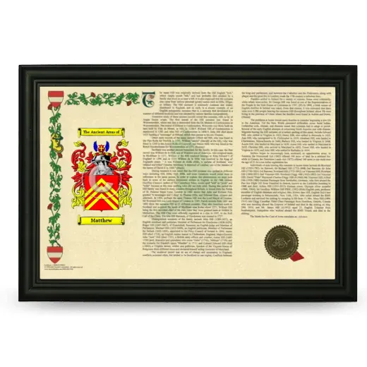 Matthew Armorial Landscape Framed - Black
