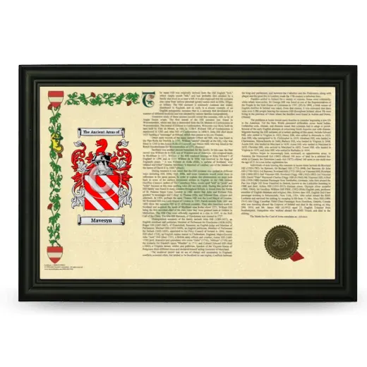 Mavesyn Armorial Landscape Framed - Black