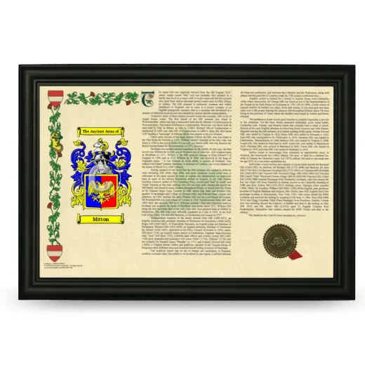 Mitton Armorial Landscape Framed - Black
