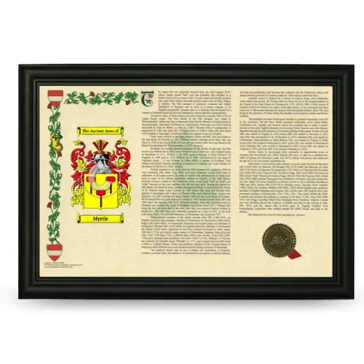 Myrtle Armorial Landscape Framed - Black