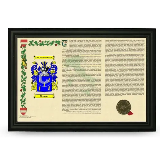 Negroni Armorial Landscape Framed - Black