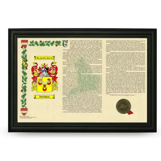 Pattemen Armorial Landscape Framed - Black