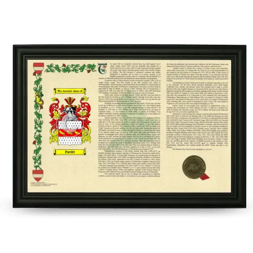 Pavitt Armorial Landscape Framed - Black