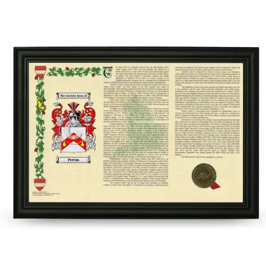 Perton Armorial Landscape Framed - Black