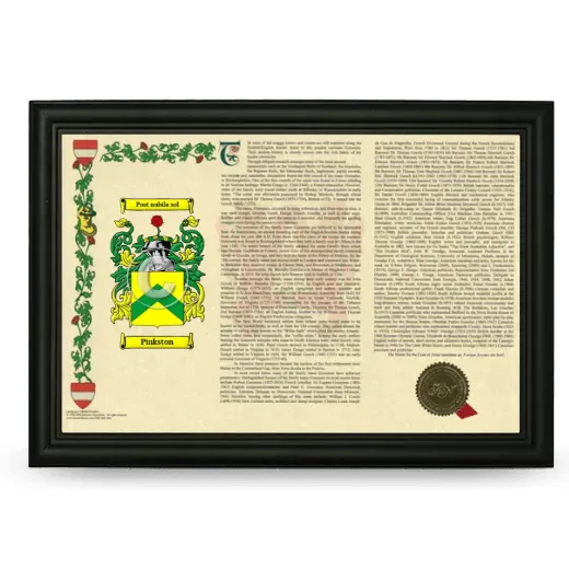 Pinkston Armorial Landscape Framed - Black