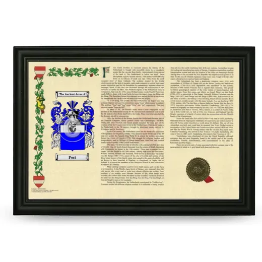 Post Armorial Landscape Framed - Black