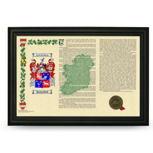Quemerford Armorial Landscape Framed - Black