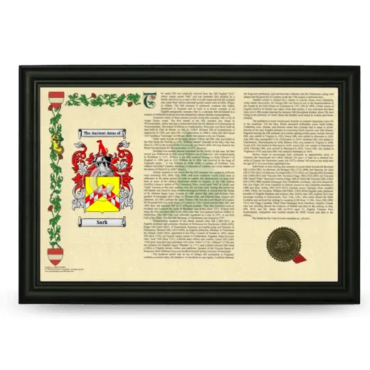 Sark Armorial Landscape Framed - Black