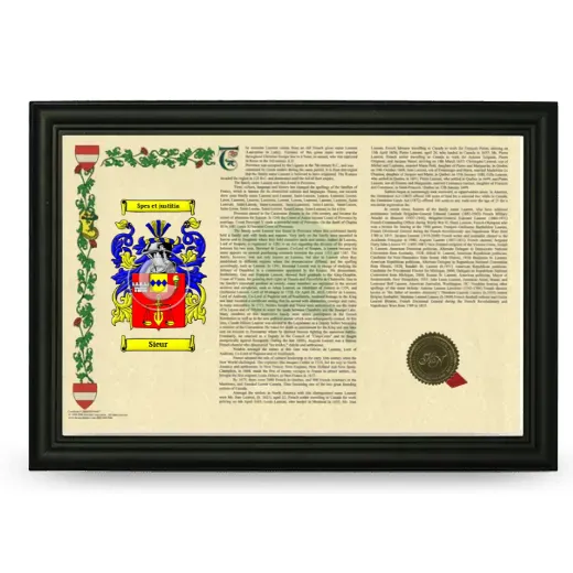 Sieur Armorial Landscape Framed - Black