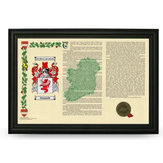 Stacpoole Armorial Landscape Framed - Black