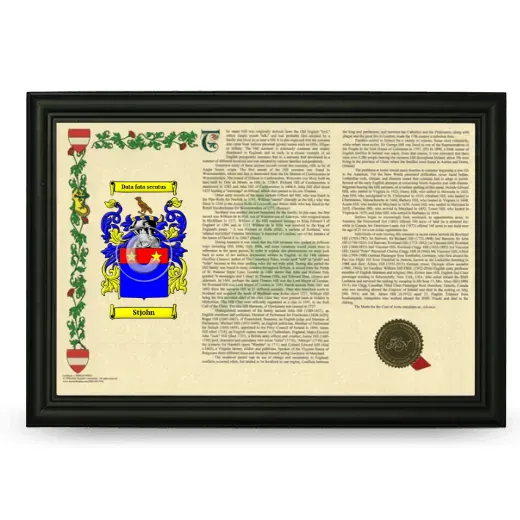 Stjohn Armorial Landscape Framed - Black