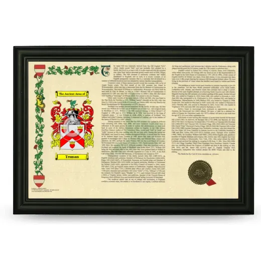 Truman Armorial Landscape Framed - Black