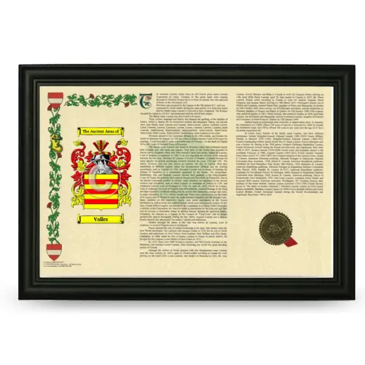 Valles Armorial Landscape Framed - Black