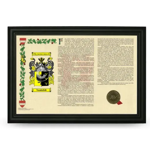 Vanderbilt Armorial Landscape Framed - Black