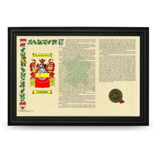 Ventimiglia Armorial Landscape Framed - Black