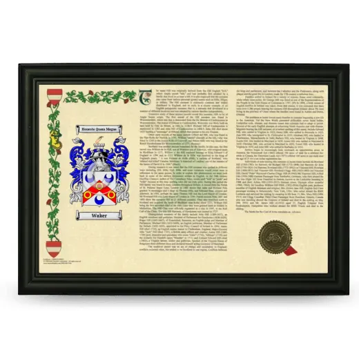 Waker Armorial Landscape Framed - Black
