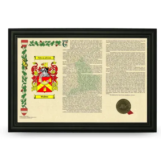 Wolves Armorial Landscape Framed - Black
