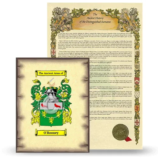 O'Rooney Coat of Arms and Surname History Package