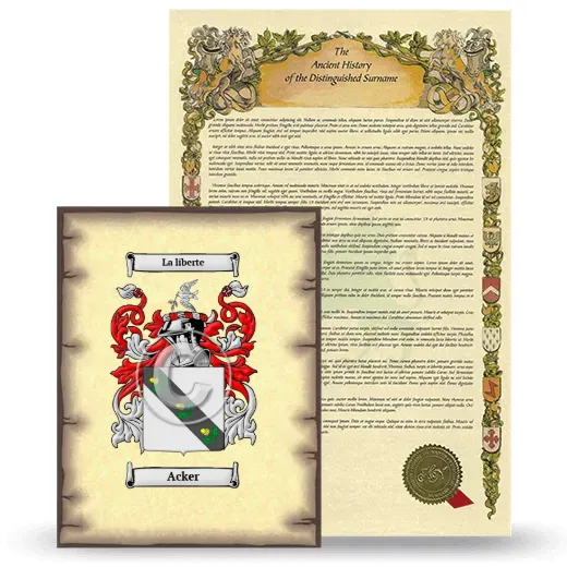 Acker Coat of Arms and Surname History Package