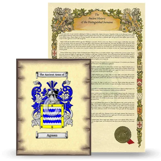 Aguan Coat of Arms and Surname History Package
