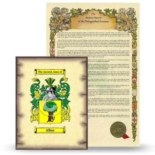Albas Coat of Arms and Surname History Package