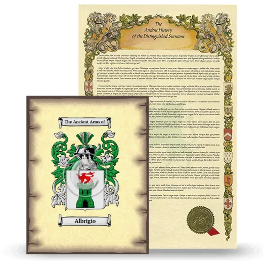 Albrigio Coat of Arms and Surname History Package