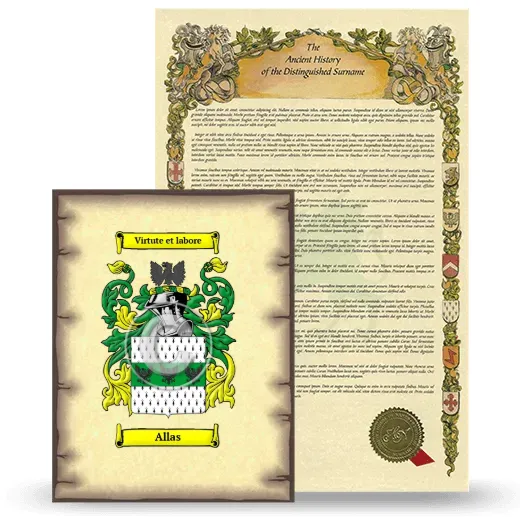 Allas Coat of Arms and Surname History Package