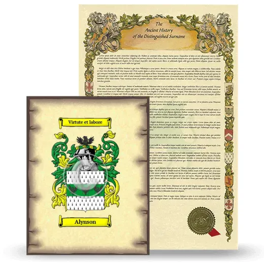 Alynson Coat of Arms and Surname History Package