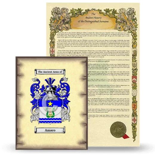 Amaro Coat of Arms and Surname History Package