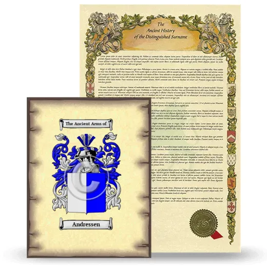 Andressen Coat of Arms and Surname History Package