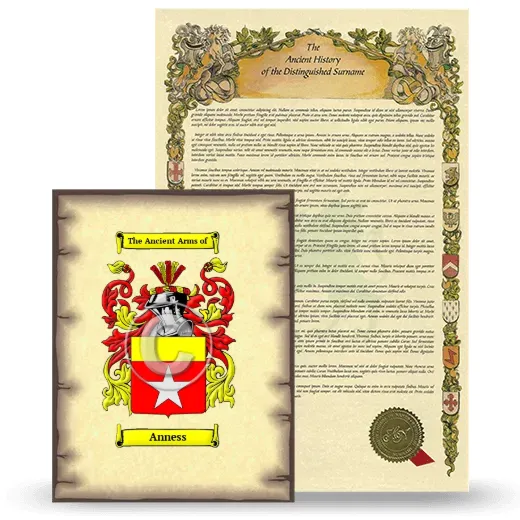 Anness Coat of Arms and Surname History Package