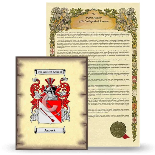 Aspeck Coat of Arms and Surname History Package
