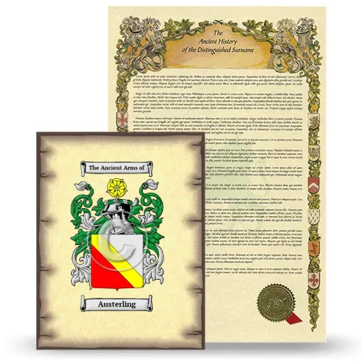 Austerling Coat of Arms and Surname History Package