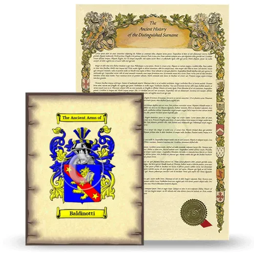 Baldinotti Coat of Arms and Surname History Package