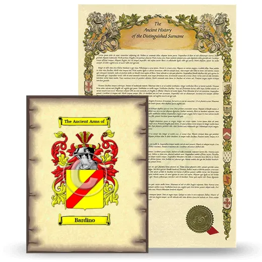 Bardino Coat of Arms and Surname History Package