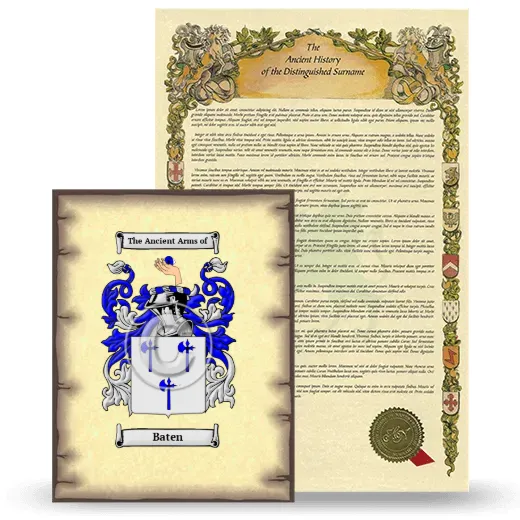 Baten Coat of Arms and Surname History Package