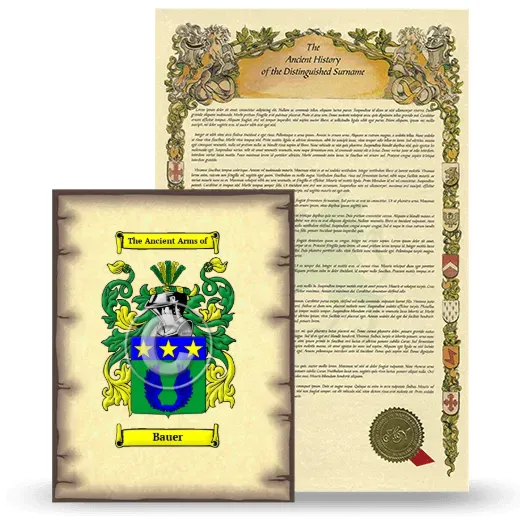 Bauer Coat of Arms and Surname History Package