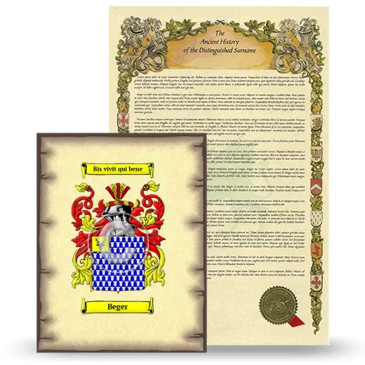 Beger Coat of Arms and Surname History Package